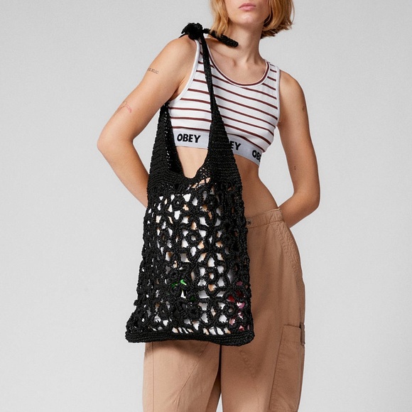 Urban Outfitters Handbags - Urban Outfitters UO black raffia hobo woven bag purse farmers market new tags